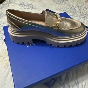 Stuart Weitzman Silver Flats with Chunky Platform